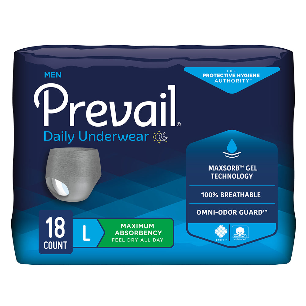 Prevail Pull-On Underwear for Men, Maximum Absorbency