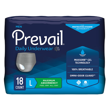 Prevail Pull-On Underwear for Men, Maximum Absorbency