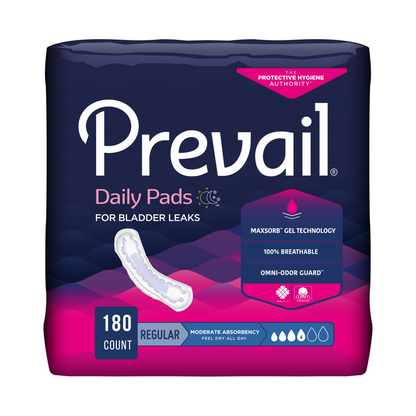 Prevail Bladder Control Pads for Women, Moderate Absorbency